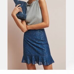 Hutch Blue Mini Skirt with Gold Details